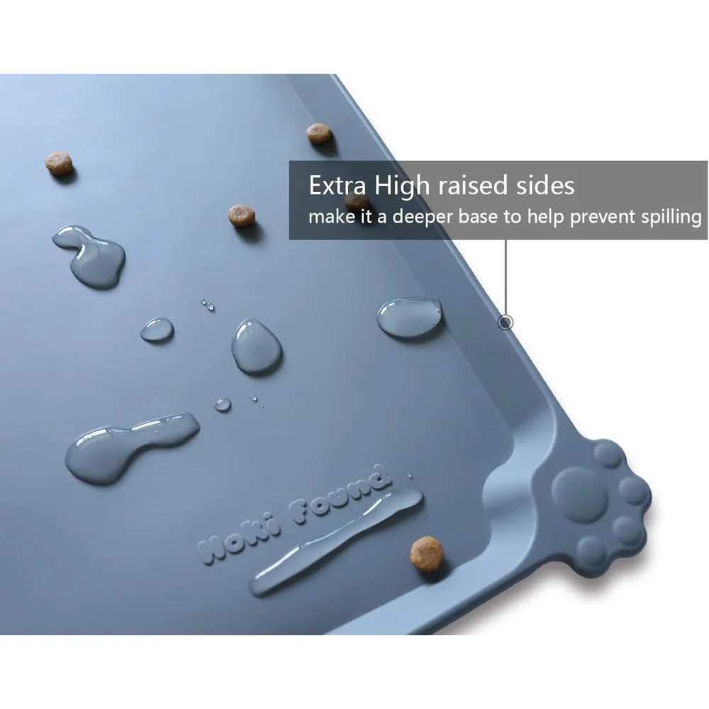 Waterproof Pet Feeding Mats Non-Slip High Lip Silicone Dog Cat Food Water Spill Proof Durable Easy Clean Travel Mat