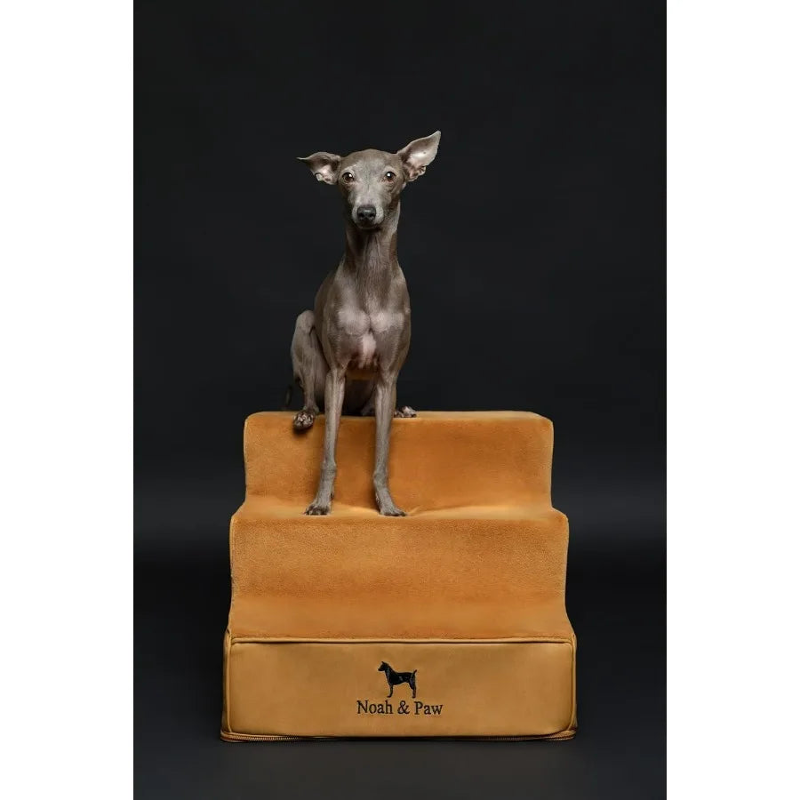 Dog Stairs Dog Ramp for Bed 16 Extra Wide Pet Stairs for High Bed Design to Fit Small and Large Breeds Durable 3 Pet Steps for