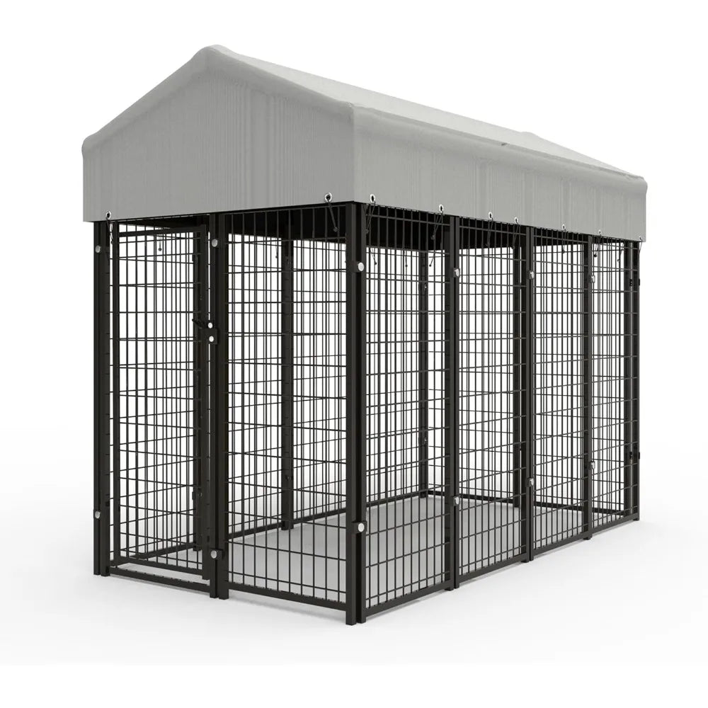 8x4x6 FT Outdoor Dog Kennel for Large Dogs, Heavy Duty Welded Wire Steel Dog Playpen Fence with Secure Lock, Pet Pen with UV-Res