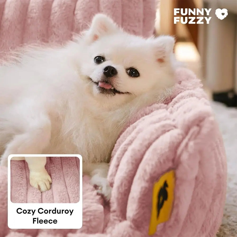 Luxury Orthopedic Dog Bed, Plush Sofa with Removable Cover, Supportive Couch for Medium to Large Dogs, Snoozy Dream Pink XXL