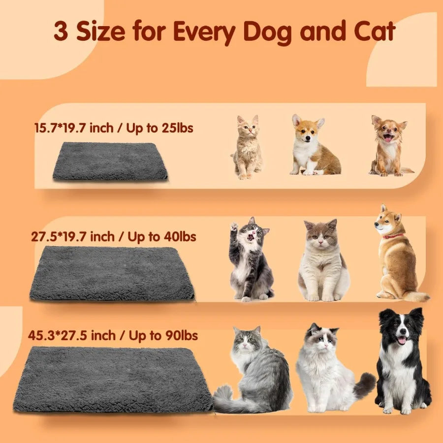 Self Warming Cat Bed Super Soft Thermal Dog Crate Bed Mat for Sleeping Washable Anti-Slip Self Heating Pet Kennel Pad for Small