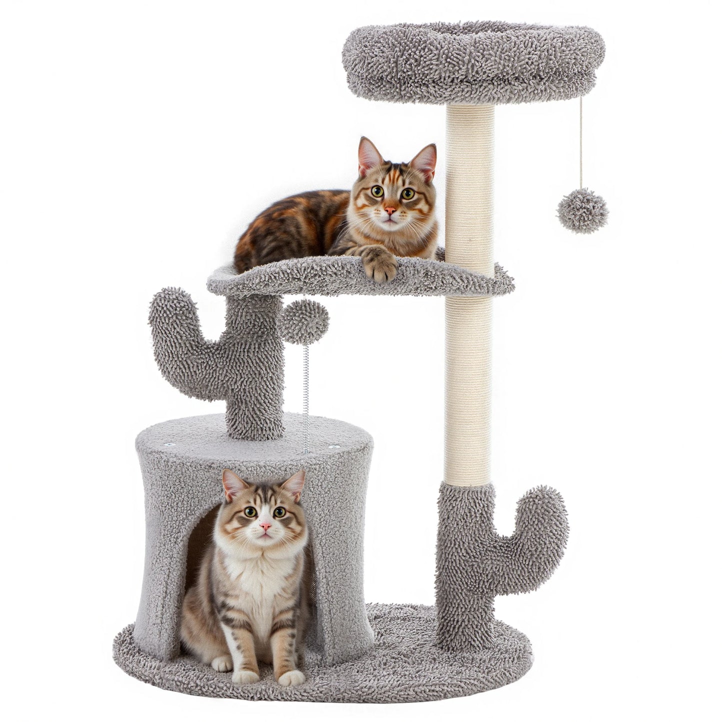 33IN Tall Multi-Level Cat Tree Tower for Indoor Pet Furniture Stable Kitty Play House with Sisal Scratching Post for Home