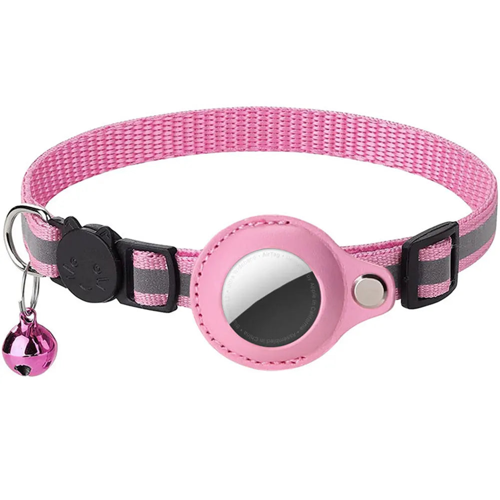 For Apple AirTag Pet Collar Reflective Kitten Collar Safety Buckle GPS Tracker Holder Adjustable for Cat Kitten