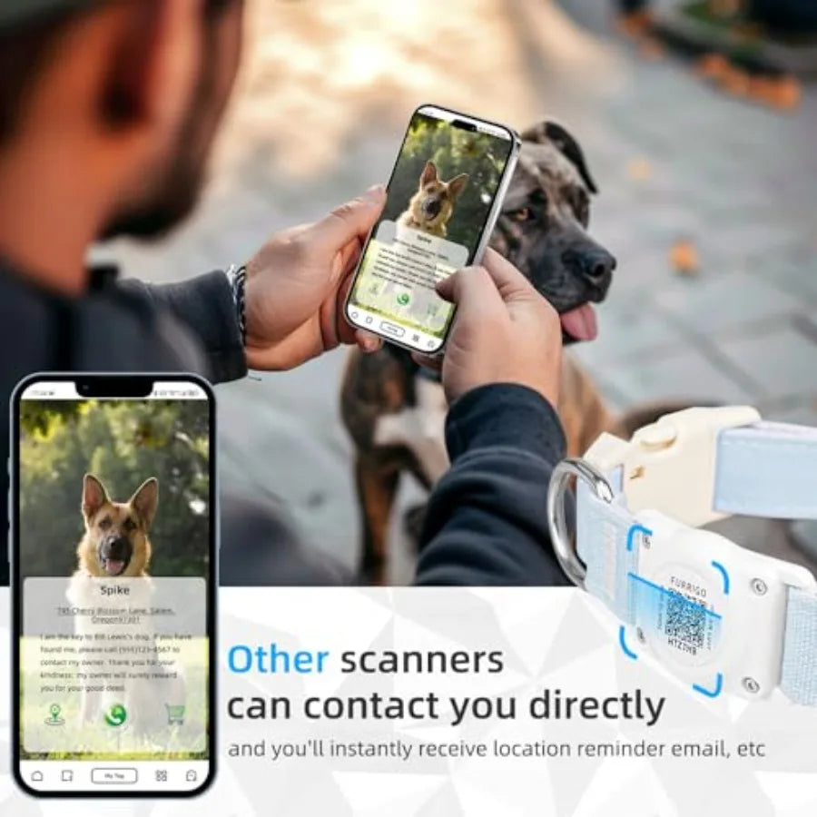 tag Dog Collar QR Code IP68 Waterproof Integrated  Tag Dog Collar Holder ID Tag Free Pet Online Profile Durable tural Cotton He