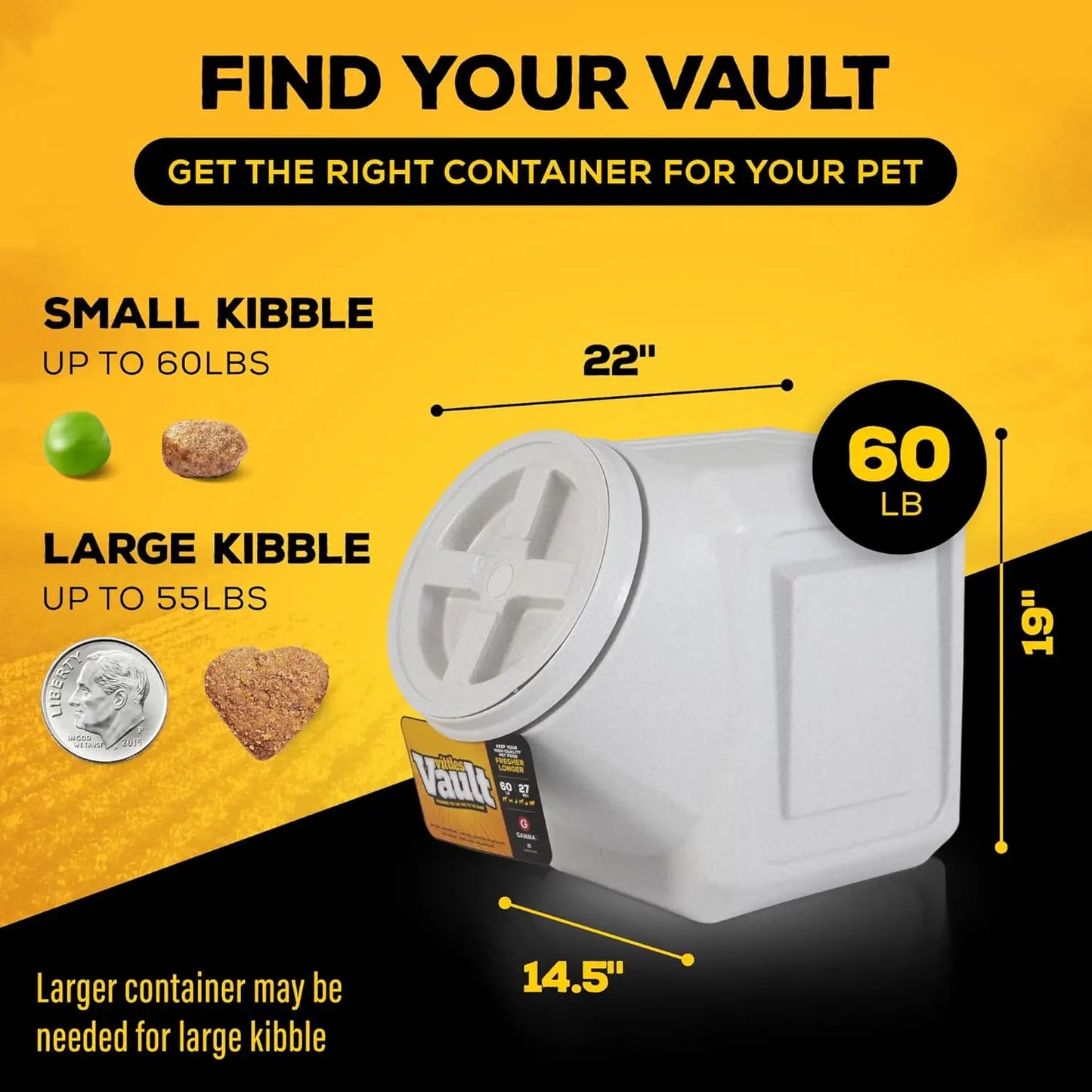 Vittles Vault Stackable Dog Food Storage Container with Sealing Lid, Up to 60 lbs Dry Pet Food Storage Container, USA-Mad