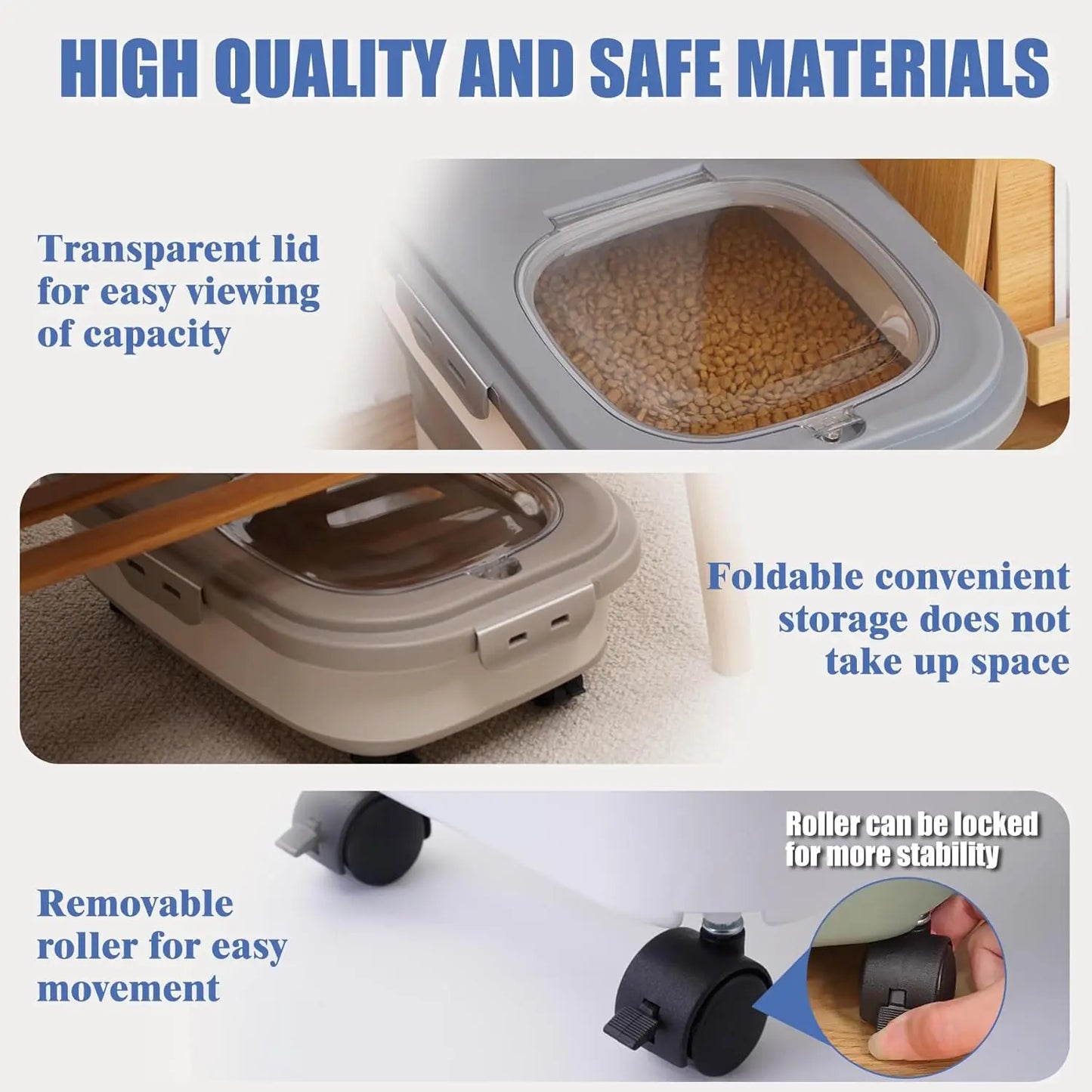 Collapsible Dog Food Storage Container, Airtight 30 35 Lbs Rice Cereal Flour Sugar Kitchen Accessories Bin Bucket, 20 25 Lbs Dog