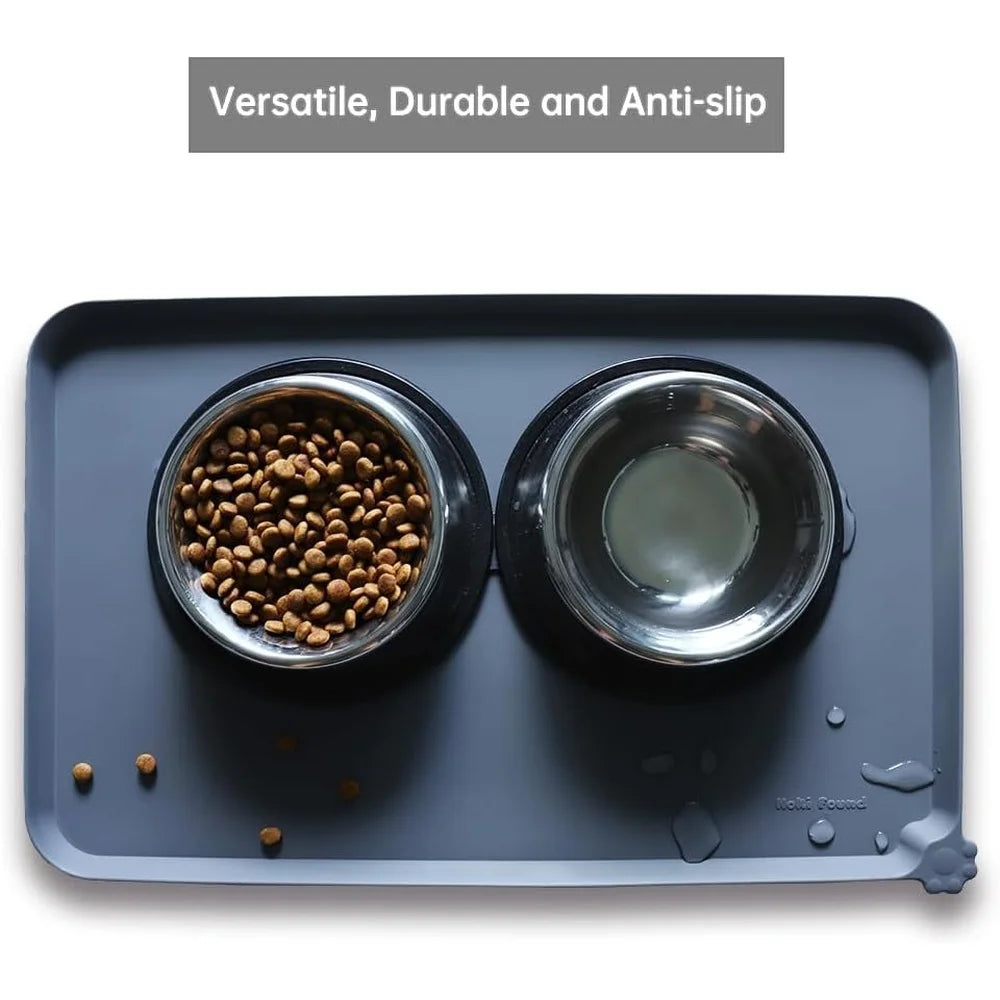 Waterproof Pet Feeding Mats Non-Slip High Lip Silicone Dog Cat Food Water Spill Proof Durable Easy Clean Travel Mat