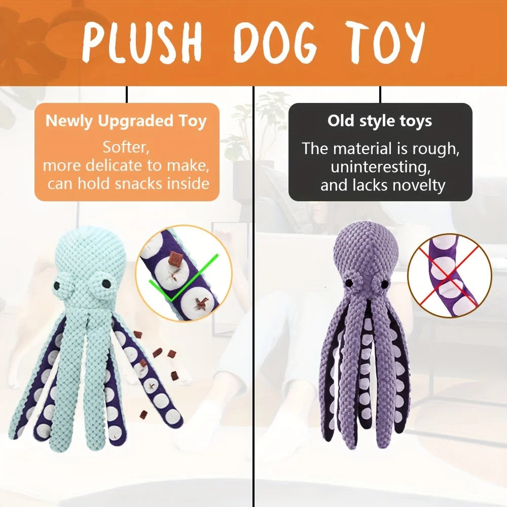 2pcs Octopus Shape Plush Dog Toy,Squeaky Pet Toys,Bite Resistant Teeth Cleaning Durable Chew Toy for Puppy Dogs