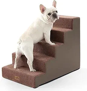 Dog Stairs for Small Dogs, 5 Tier Wider Pet Stairs for High Beds, 23.6" H Non-Slip Dog Steps for Old Cats, Puppies, Small Medium