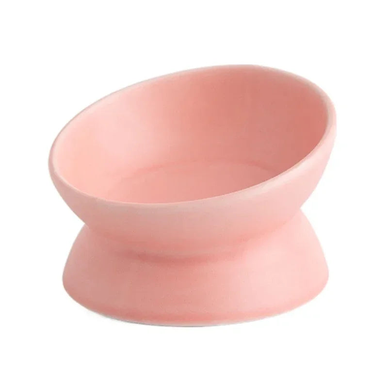 Elevated Cat Bowls Small Dog 15° Tilted Raised Food Feeding Dish Ceramics Stand Feeder for Cats and Puppy 6 Colors