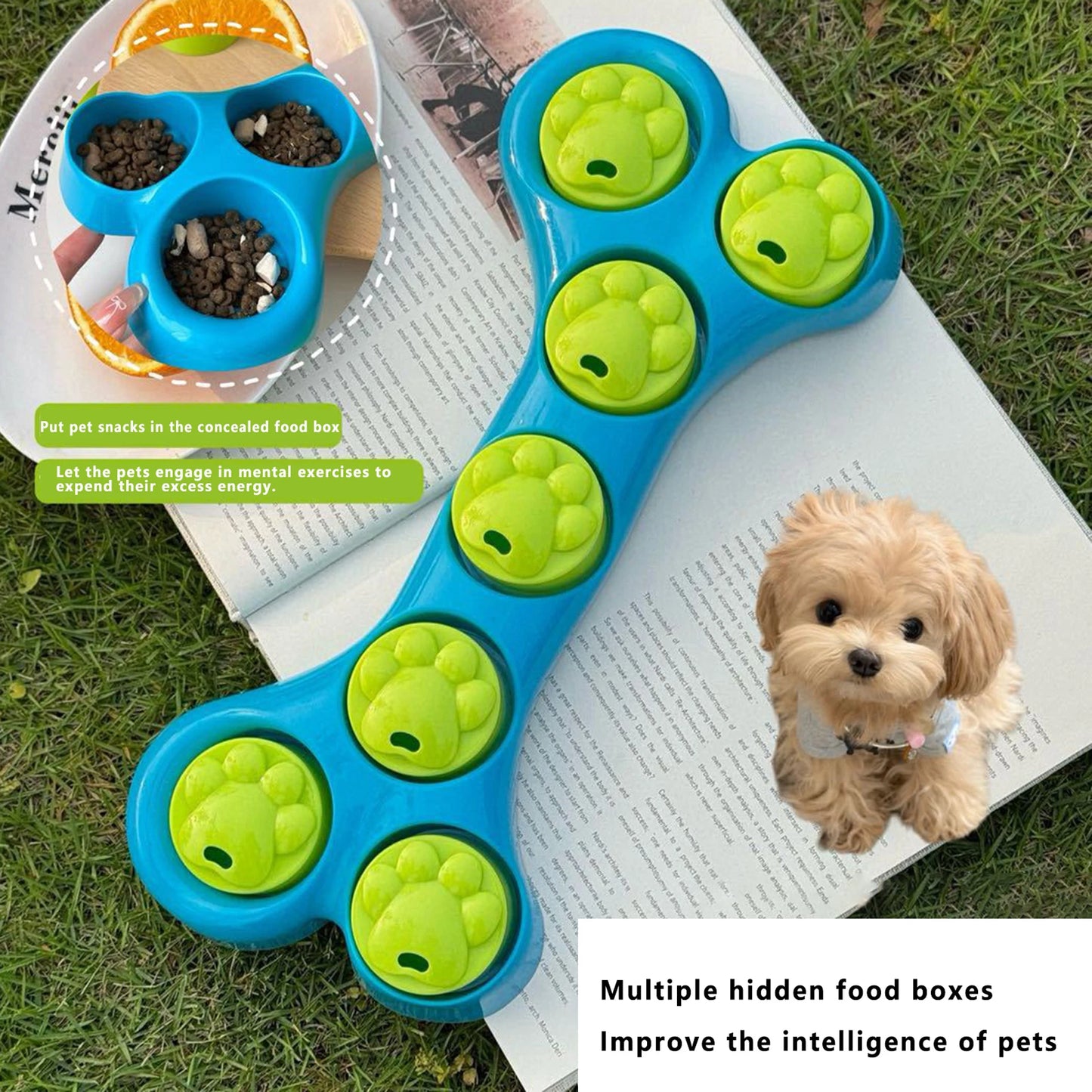 Pet Slow Feeder Toys Cute Bone Shaped Treat Dispenser Dog Stimulation Toys for Puppy Dogs Cats