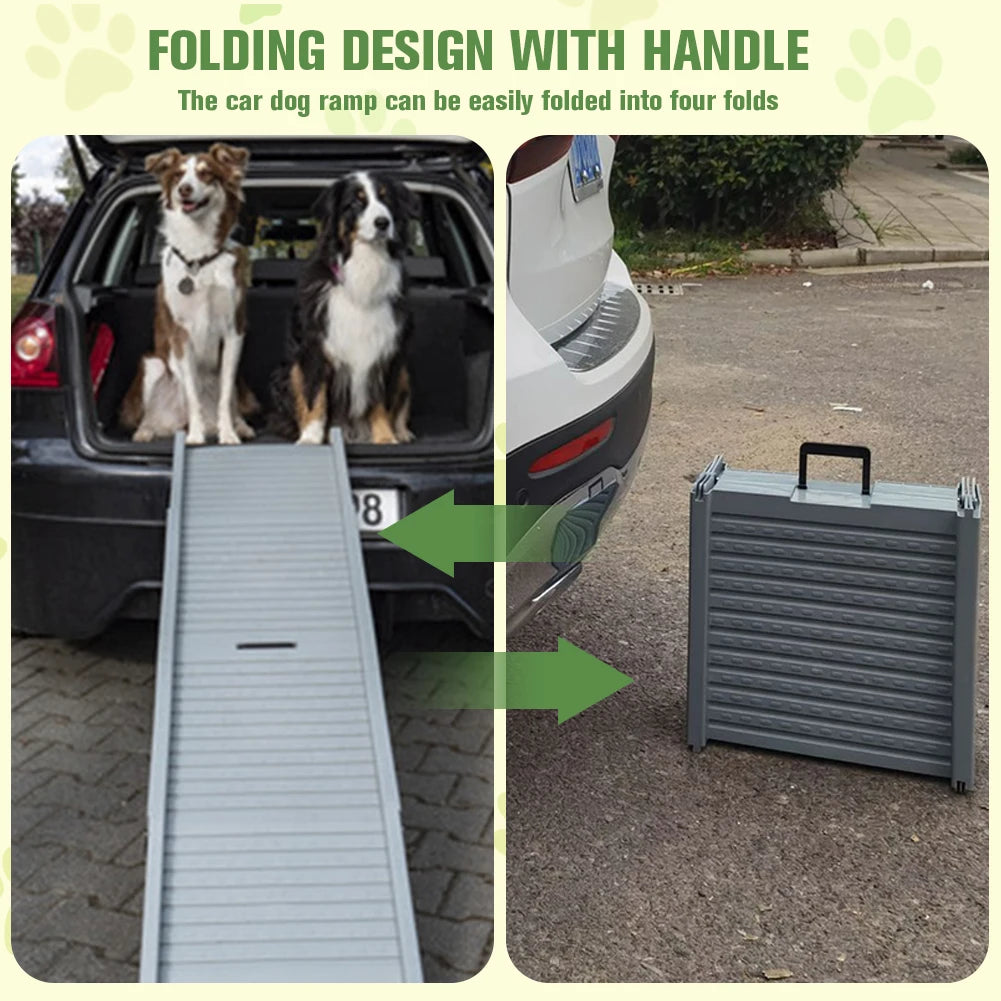 Folding Portable Dog Ramp Foldable Car Ramp for Dogs Non-Slip Rug Surface Pet Ramp Stairs for Medium & Large Dogs Get Into A Car