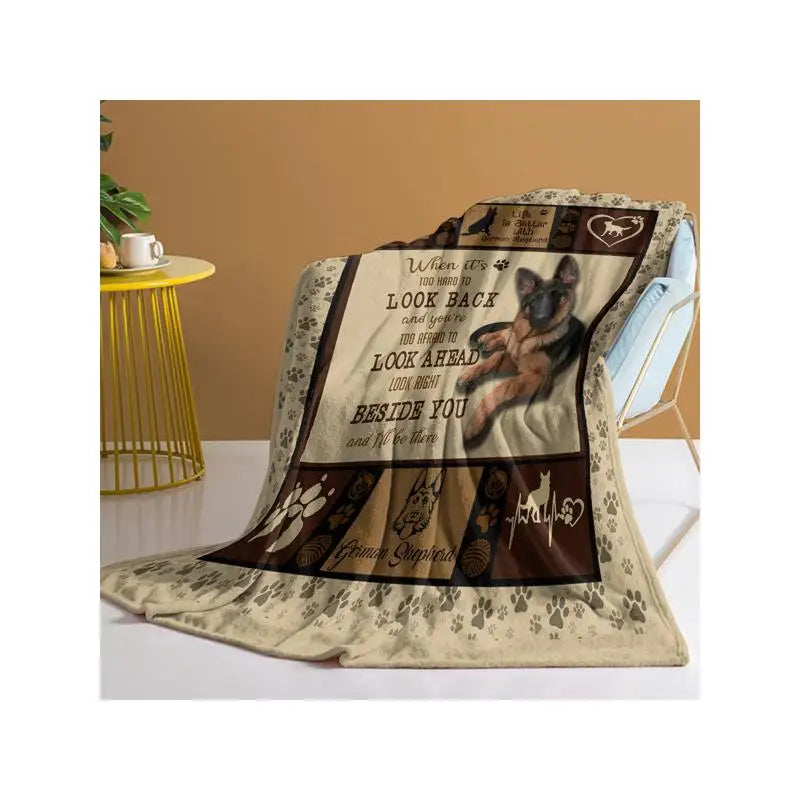 Soft German Shepherd Dog Fleece Throw Blanket for Bed or Couch, 50"x60