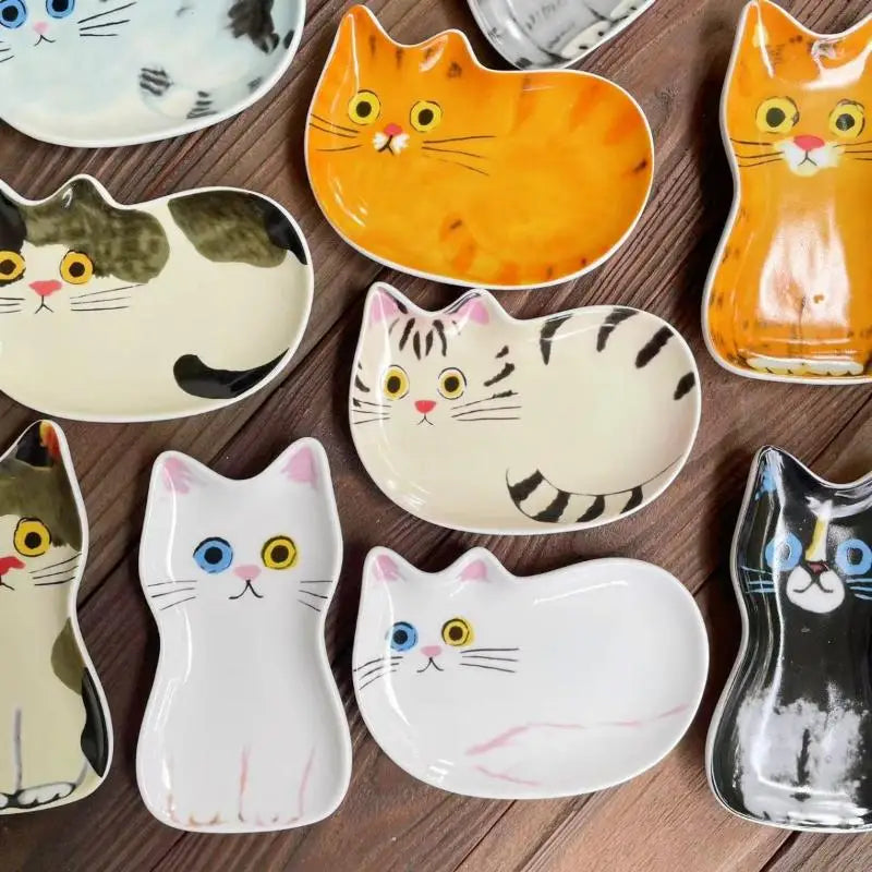 Cat Face Sauce Dish - Creative Ceramic Condiment Bowl for Pets, Cute Tableware for Kitchen & Home Decor