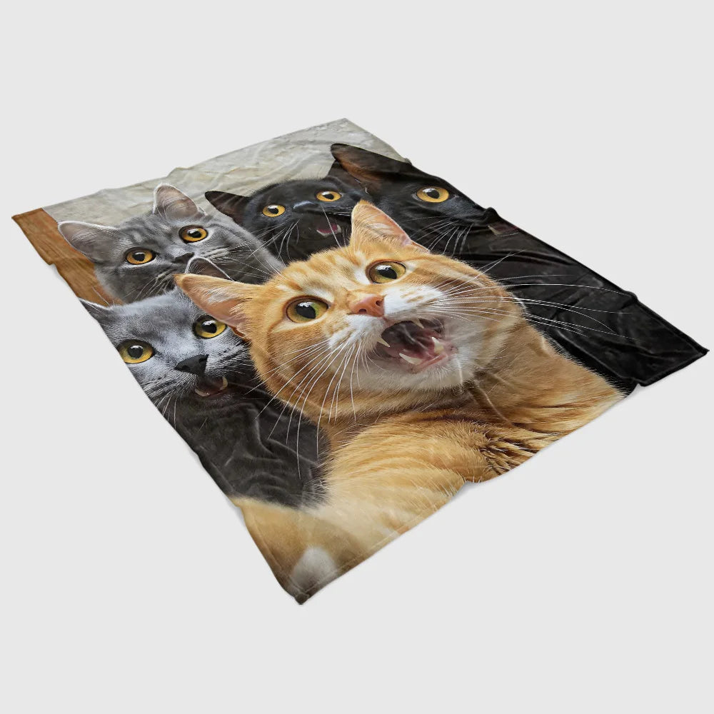 Funny Cats Sherpa Fleece Luxury Printed Throw Blanket – Soft Thermal Insulated Design
