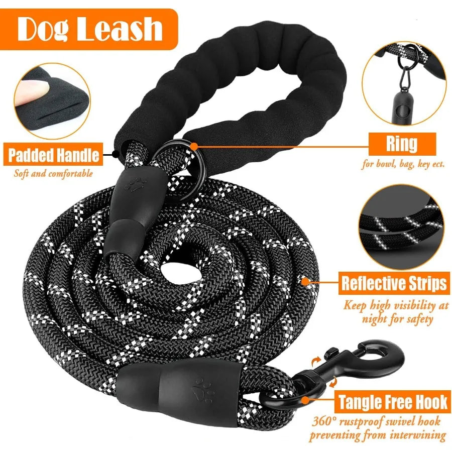 No Pull Dog Harness Collar Leash Set with Integrated Dog Seat Belt Collapsible Food and Water Bowls and Poop Bag Dispenser for