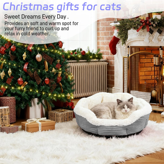 Heated Pet Bed, Machine Washable Thickened Plush Cat Dog Bed - Soft Durable Winter Warm Cushion
