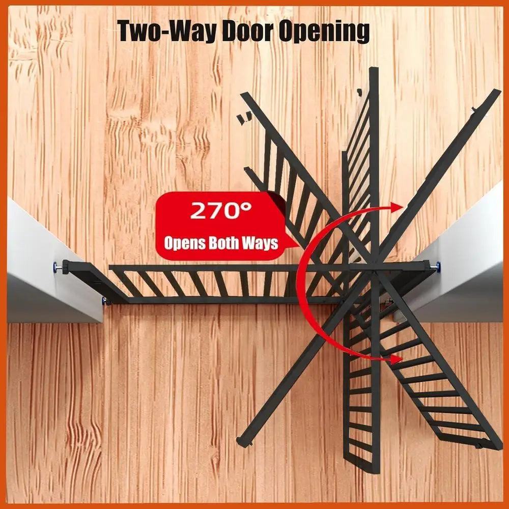 55.1 Inch Tall Baby Gate Auto Close Dog Gate Adjustable 29.92" - 43" Wide Pressure Mounted Walk Through Swing Pet Gate for Doorw
