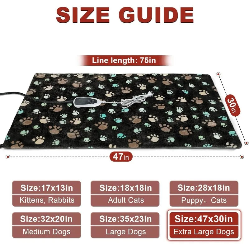Extra Large Dog Heating Pad 47x30 in Waterproof Pet Heating Pad Smart Thermostat Switch, Whelping Supplies Heated Dog Bed Adding