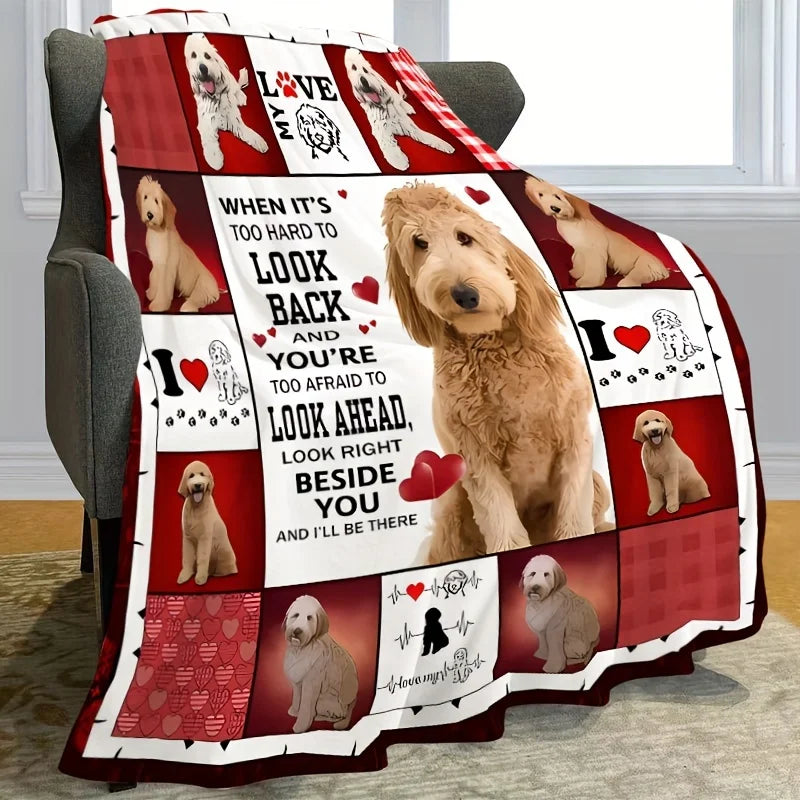 Charming Teddy Dog Print Blanket - Soft, All-Season Flannel Throw for Napping & Air Conditioning Comfort, Hypoallergenic