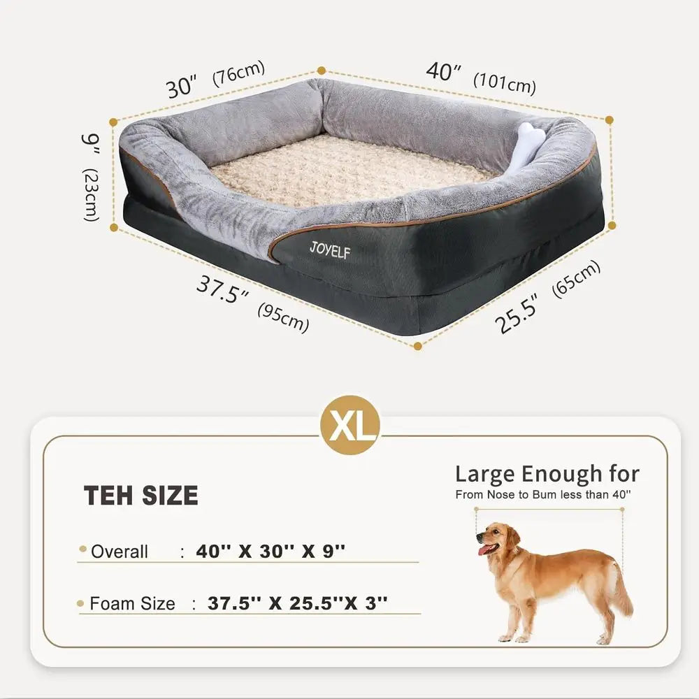Orthopedic Memory Foam Dog Bed with Removable Cover and Squeaker Toy Included