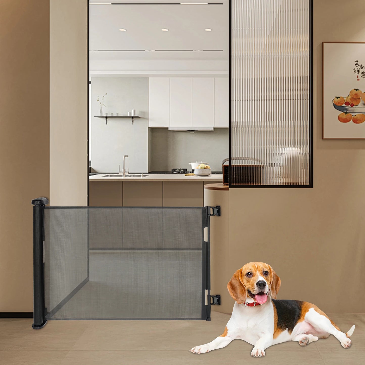 Adjustable Temperature Pet Gate Retractable Baby Gate Pet Gate for Stairs, Corridors, Bedrooms