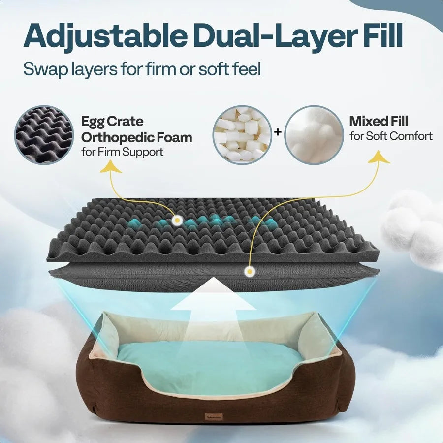 Large Orthopedic Dog Bed 44 Washable with Removable Cover Waterproof NonSlip Base YearRound Comfort with Cooling Warming DualLa