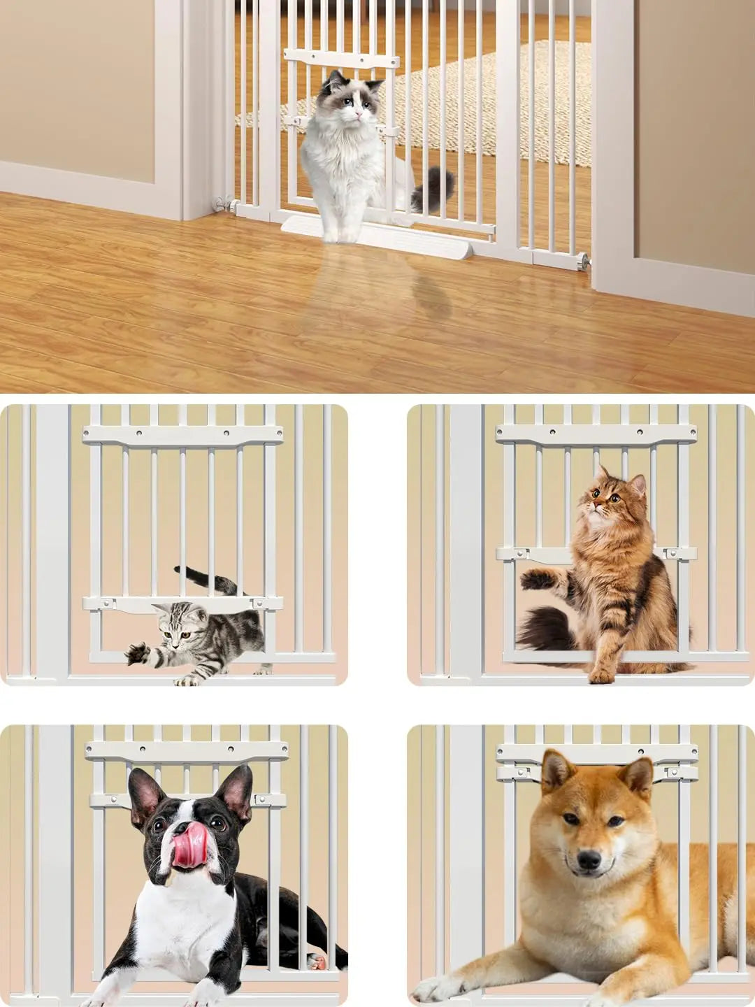 71" Extra Tall Cat Gate 29.5-40.6 Wide Pet gate with Small Cat Door,Pet Gate NO Drilling Pressure Mount Kit for Cats and Dogs