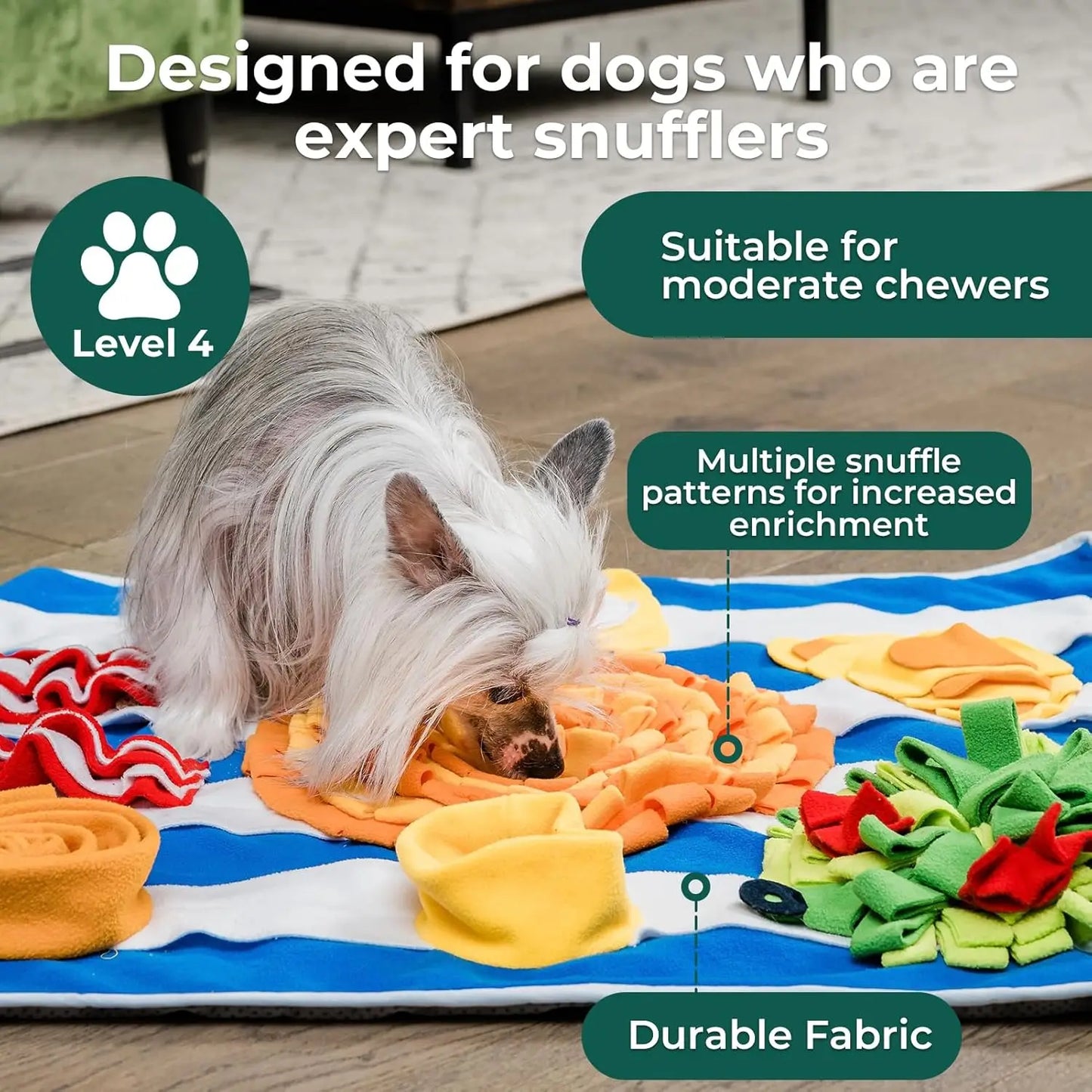 XXL Breakfast Snuffle Mat for Dogs - 27"x27" Extra Large Slow Feeder Mat, Mental Stimulation Puzzle Toy for All Dog Breeds