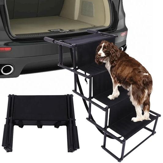4 Steps Pet Ramp Auto Travel Ladder with Nonslip Surface Pet Ladder Lightweight Portable Dog Cat Ladder Folding Pet Stairs Ramp