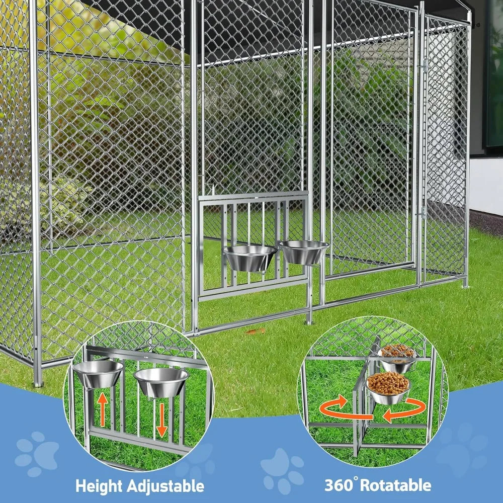 Very /Outside Dog Kennel With Roof Heavy Duty Outdoor Dog Kennel With 2 Rotating Bowls And Updated Secure Lock Large Dog Kennel
