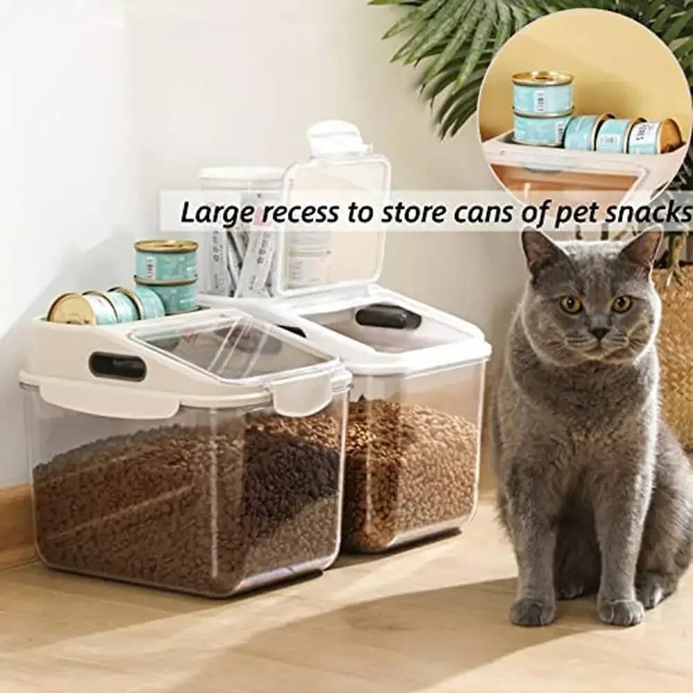 5.5LB Dog Food Storage Container Airtight Pet Treat Bin Translucent Dry Food Grain Storage Barrels sealed Bucket Moisture-Proof