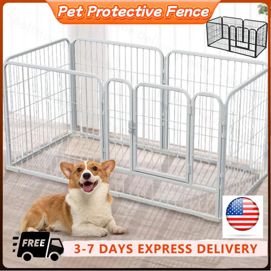 6 Panels Dog Playpen Indoor & Outdoor Foldable Pet Exercise Fence Pen with Door Gate Dog Kennels for Small/Medium/Puppy Dogs