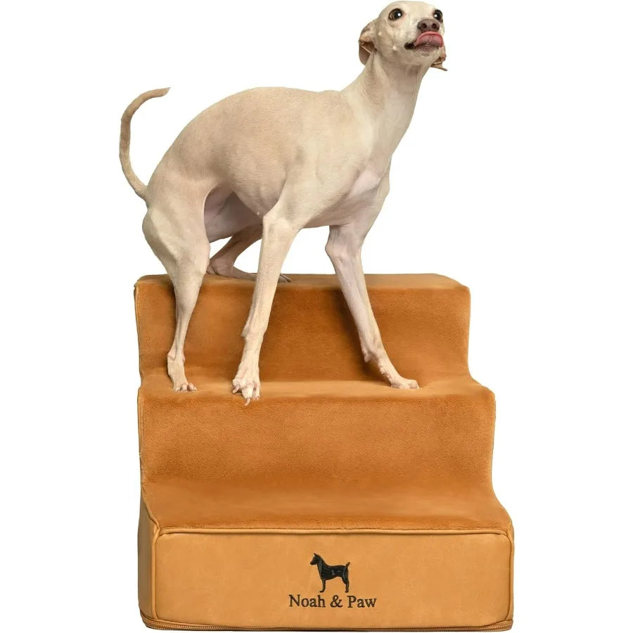 Dog Stairs Dog Ramp for Bed 16 Extra Wide Pet Stairs for High Bed Design to Fit Small and Large Breeds Durable 3 Pet Steps for