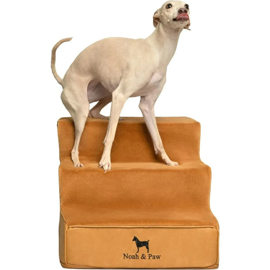 Dog Stairs Dog Ramp for Bed 16 Extra Wide Pet Stairs for High Bed Design to Fit Small and Large Breeds Durable 3 Pet Steps for