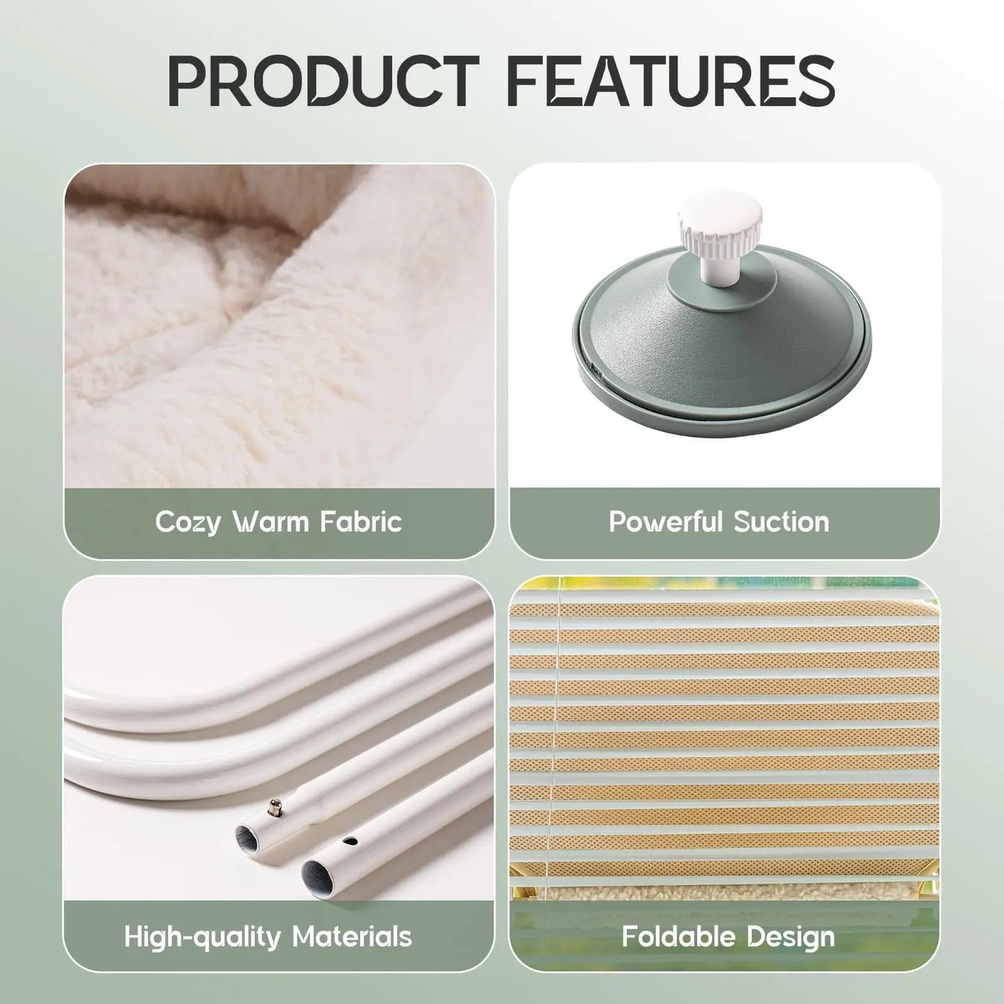 Cat Window Hammock Bed for Indoor Cats Foldable Cat Window Perch Bed Upgrade Strong Suction Cups Sturdy Hold up to 18kg