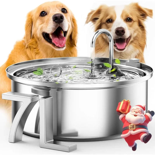 Dog Water Bowl Dispenser,7L Quiet Automatic Dog Water Dispenser Stainless Steel,100% BPA-Free for Cats