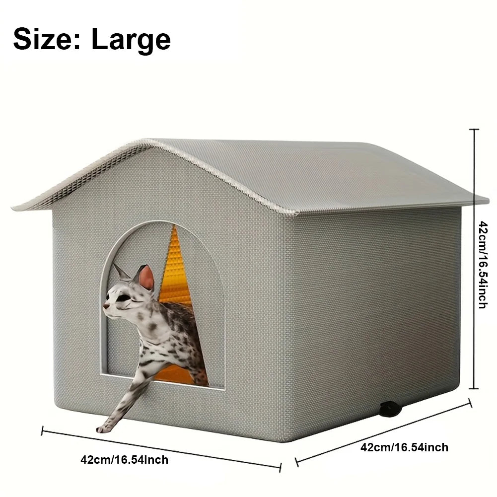 Waterproof Winter Warm Cat House Outdoor Feral Cat Houses Enclosed Pet Tent Cold Resistant Pet House for Winter Wild Animal