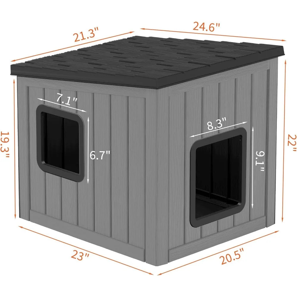 Weatherproof UV-Resistant Outdoor Cat House with Durable Sloped Roof for Garden Use