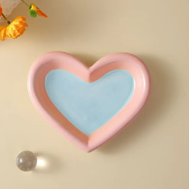 Love Cat Plate Dog Bowl Not Easily Knocked Over Hand Painted Ceramic Cat Food Rice Canned Snack Bowl