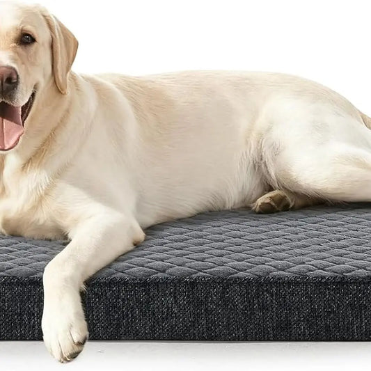 Orthopedic Dog Bed XL, Waterproof Dog Crate Bed Large Sized with Washable Removable Cover, Egg Memory Foam Big Pet Beds, Grey, 4