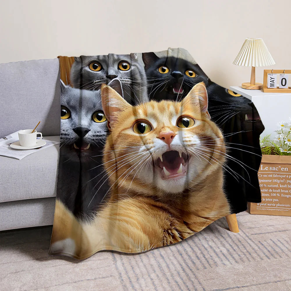 Funny Cats Sherpa Fleece Luxury Printed Throw Blanket – Soft Thermal Insulated Design