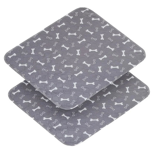 Washable Dog Pee Pads, 2 Pieces 18inchx24inch / 34inch X 36inch Reusable Puppy Pee Pads, Absorbent Pee Pads with Bone Print, Non-Slip Waterproof Pet Training Pads, Suitable for Sofas, Slatted Beds