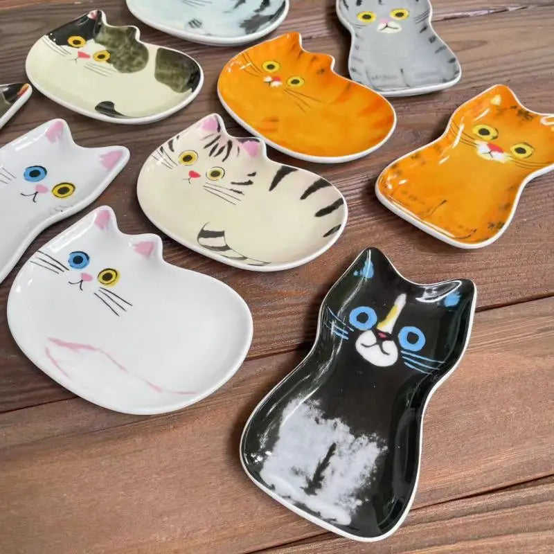 Cat Face Sauce Dish - Creative Ceramic Condiment Bowl for Pets, Cute Tableware for Kitchen & Home Decor