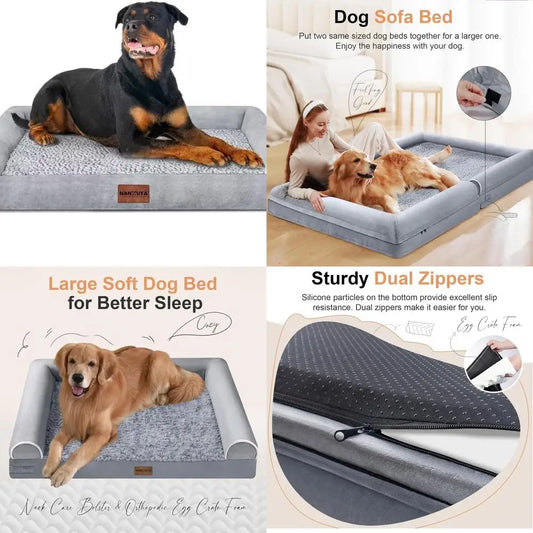Orthopedic XL Washable Dog Bed with Memory Foam & Waterproof Removable Cover for Large & XLarge Dogs