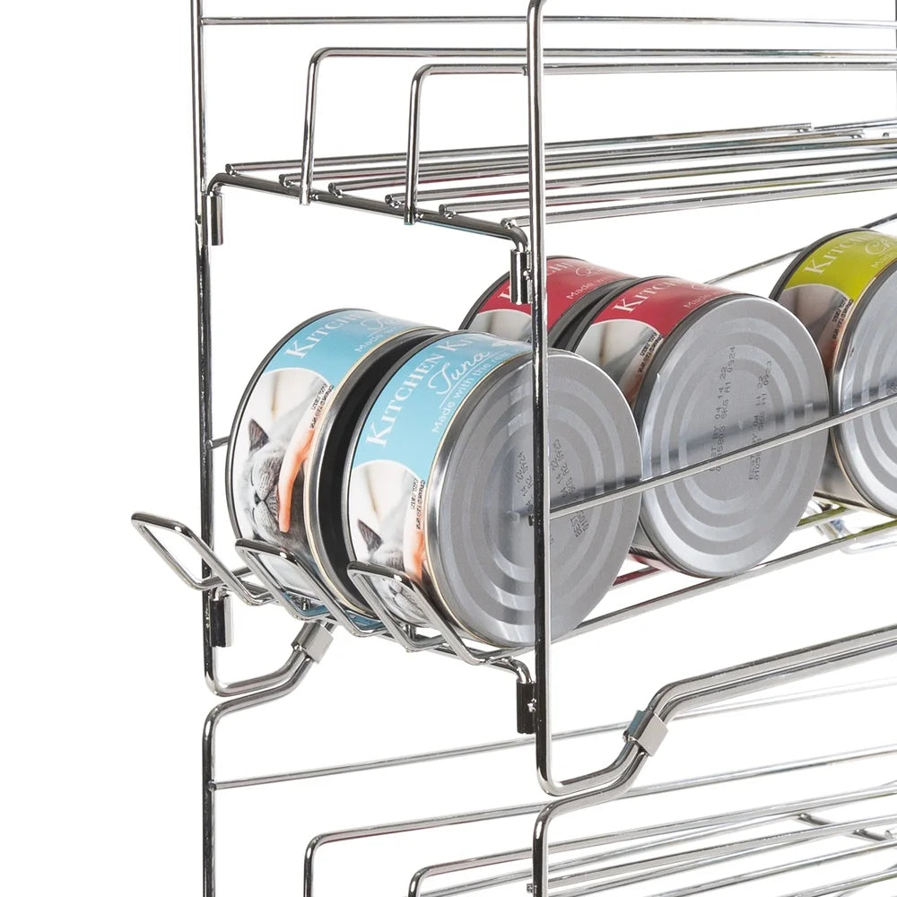 Collapsible Pet Food Can Dispenser Dogs Cats Holds 24 Cans Stackable Durable Steel Space Saving Design Easy Dispensing