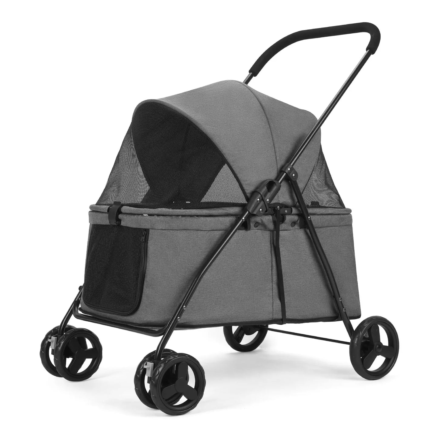 Wedyvko Luxury 80 lbs  Pet Stroller 4 Wheels Dark Grey Dog Puppy Stroller Rotate with Brakes for Small Medium Dog