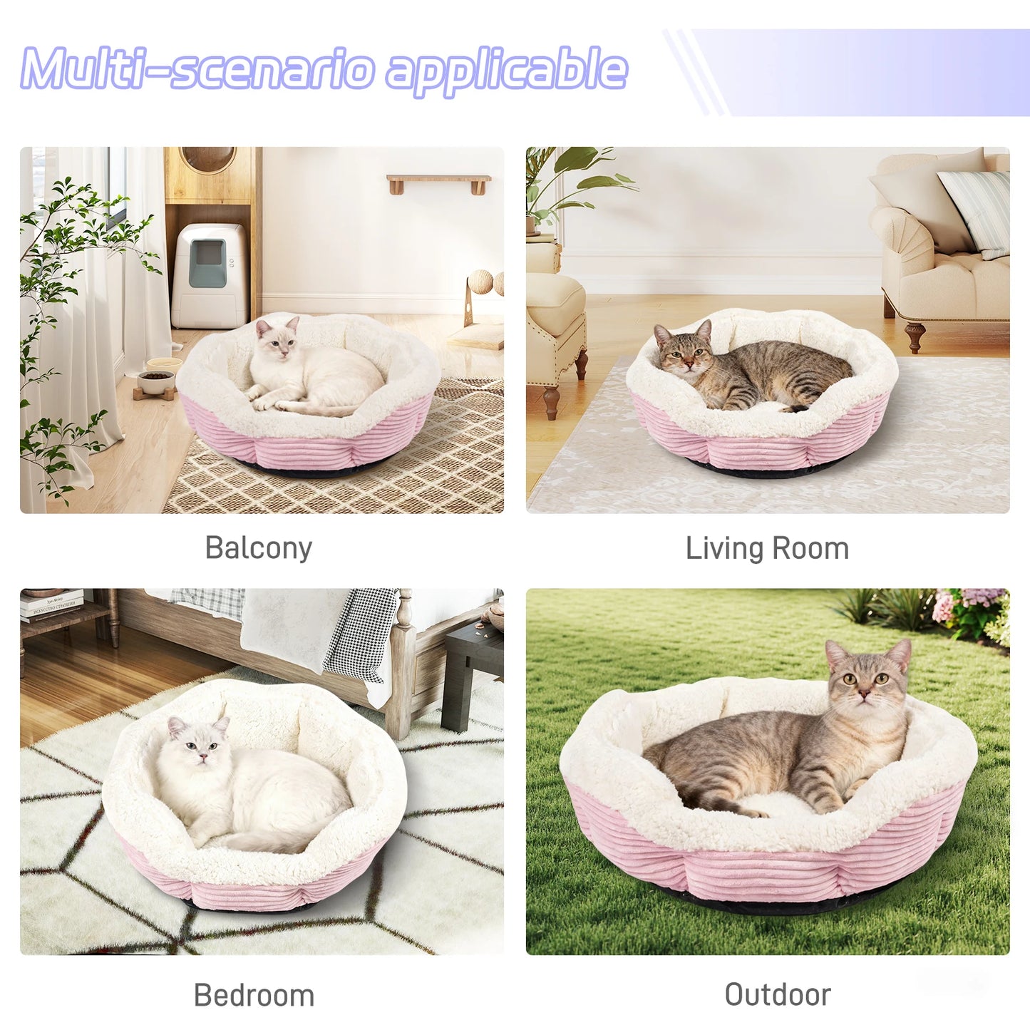 Heated Pet Bed, Machine Washable Thickened Plush Cat Dog Bed - Soft Durable Winter Warm Cushion