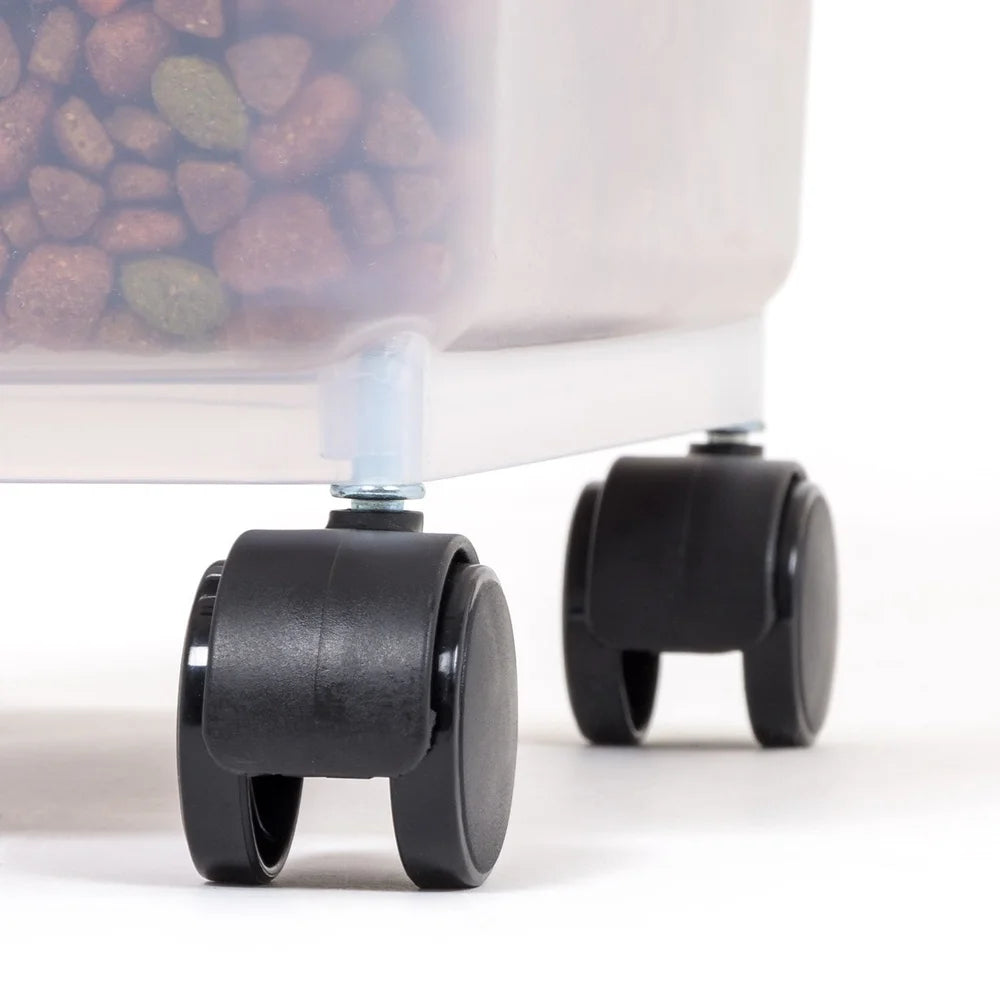 Airtight Pet Food Container 22Lbs Dog Cat Food Storage Bin with Scoop Durable Clear Body Easy Access Secure Lid Wheels
