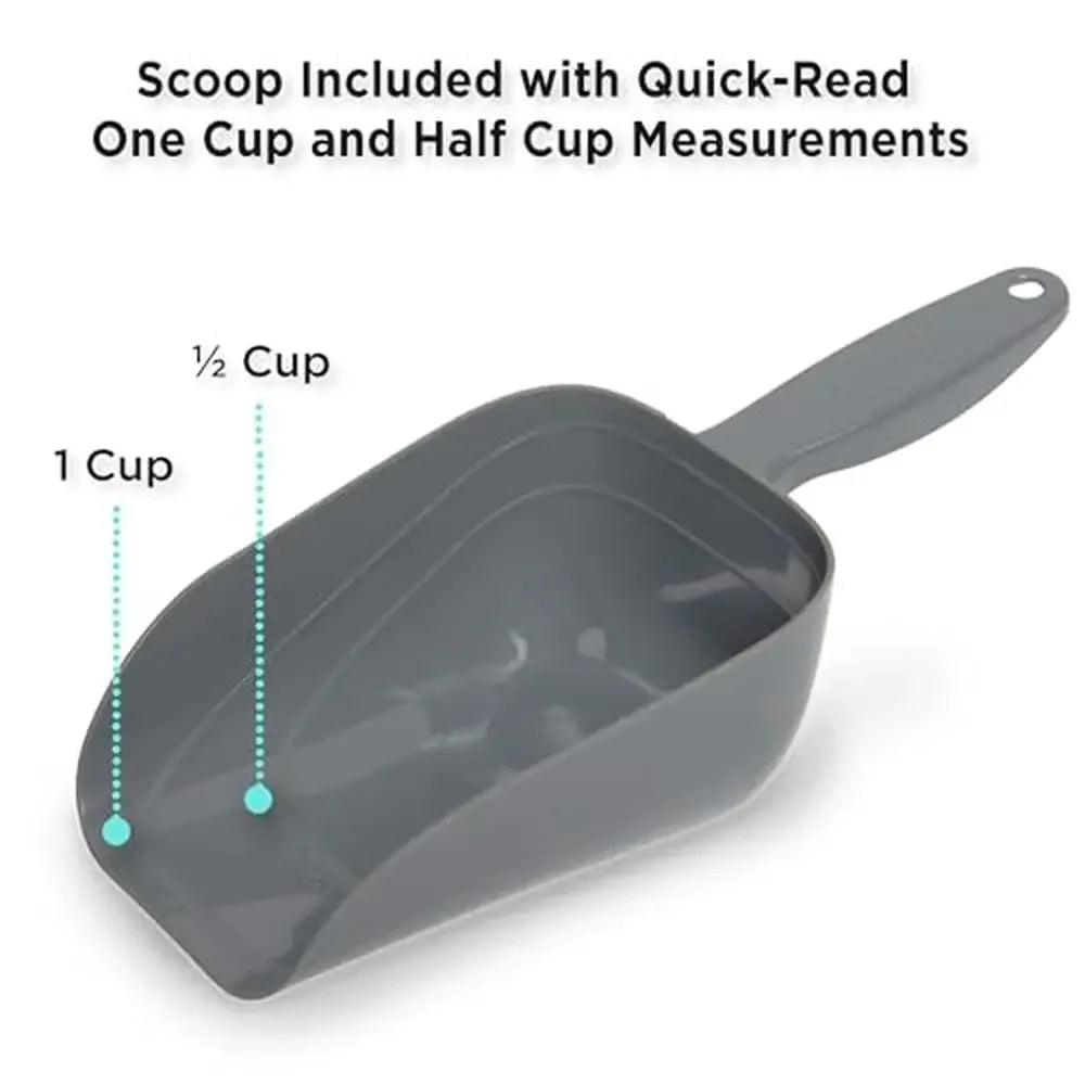 Pet Food Storage Container Airtight Lid Handles 13 Gallon BPA Free Durable Rust Water Proof Scoop Versatile Use Transport Easy